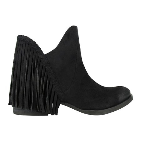 Not Rated Braxton Fringe Booties Black Size 7 - Picture 1 of 7